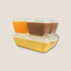 Vintage Pyrex Town & Country Refrigerator Dish Set With Lids - 8-Piece Includes